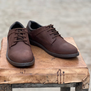 7069-Oily Brown Casual Suede Shoes with extra comfort on back